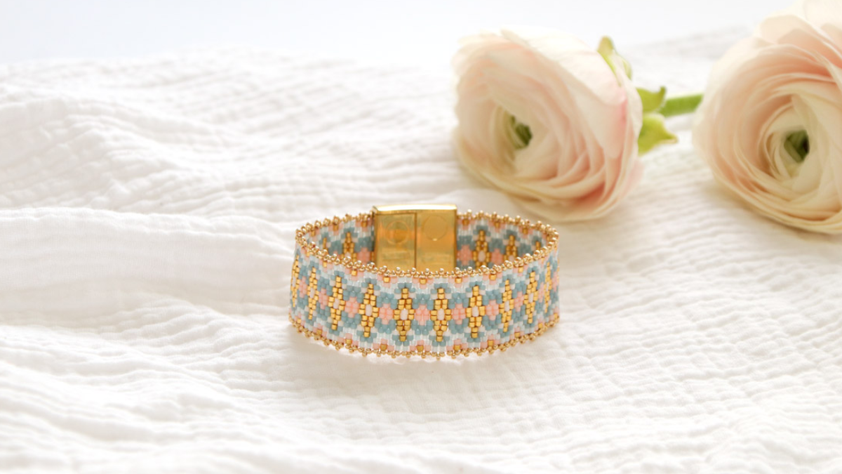 Schéma Bracelet Multirangs pastel perles Miyuki fermoir Hiilos
