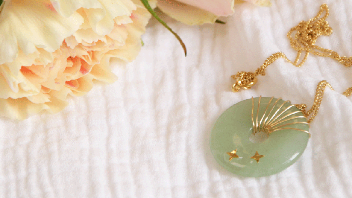 DIY Collier en Plaqué or et pierre gemme donut Aventurine