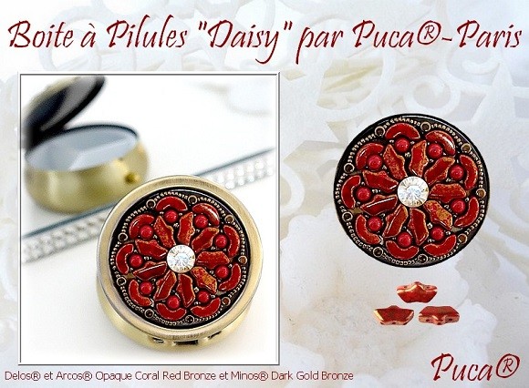 Boîte à pilules Daisy en perles en verre Delos, Arcos et Minos par Puca