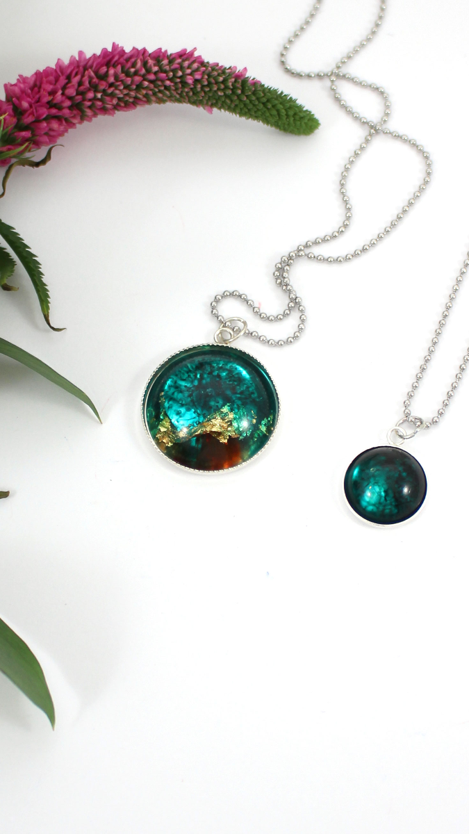 Schéma Pendentif cabochon serti en résine époxy