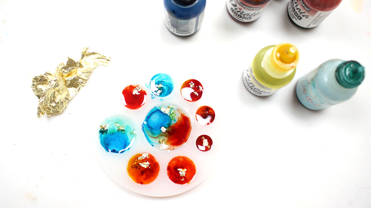 Pendentif cabochon serti en résine époxy : Etape 2