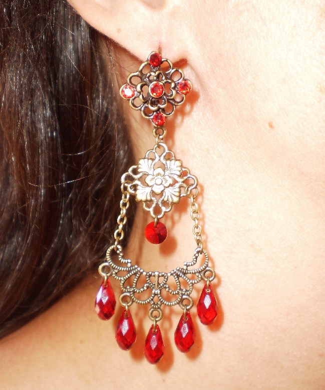 Schéma Boucles d'oreilles Bollywood avec gouttes siam PureCrystal