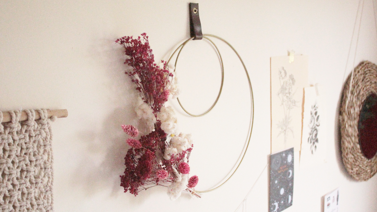 DIY Décoration bohème - Couronne de fleurs séchées