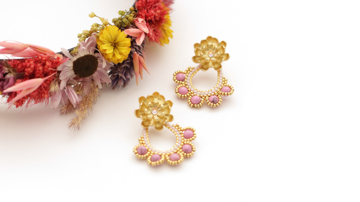 Schéma Tuto Boucles d'oreilles fleurs tissage Miyuki Brick stitch