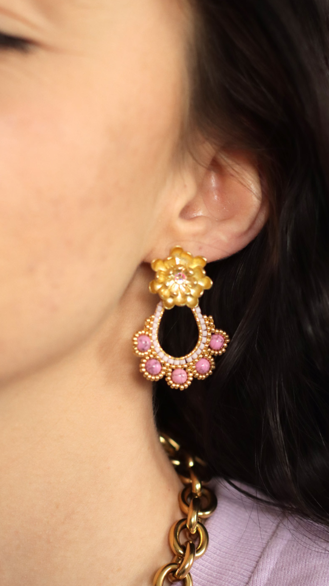 Schéma Tuto Boucles d'oreilles fleurs tissage Miyuki Brick stitch