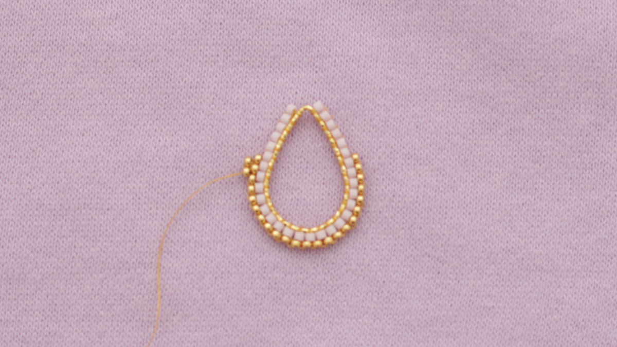 Tuto Boucles d'oreilles fleurs tissage Miyuki Brick stitch : Etape 6