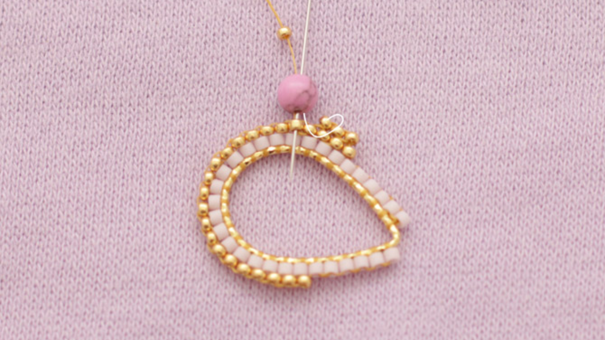 Tuto Boucles d'oreilles fleurs tissage Miyuki Brick stitch : Etape 7