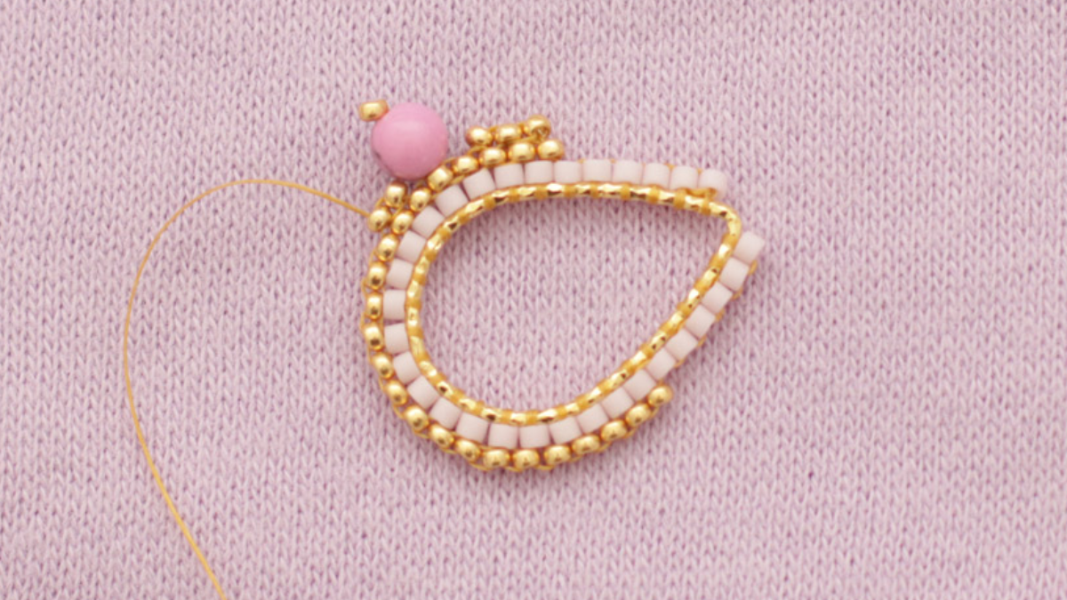 Tuto Boucles d'oreilles fleurs tissage Miyuki Brick stitch : Etape 8