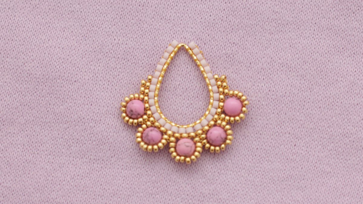 Tuto Boucles d'oreilles fleurs tissage Miyuki Brick stitch : Etape 11