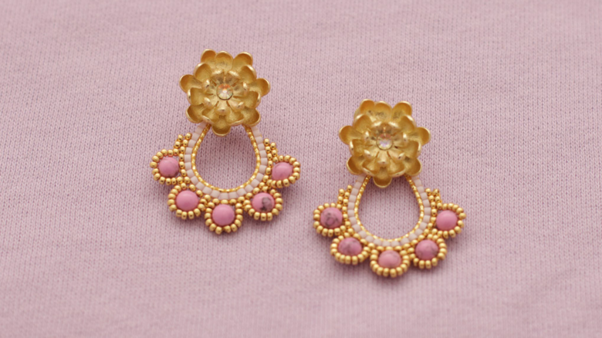 Tuto Boucles d'oreilles fleurs tissage Miyuki Brick stitch : Etape 12