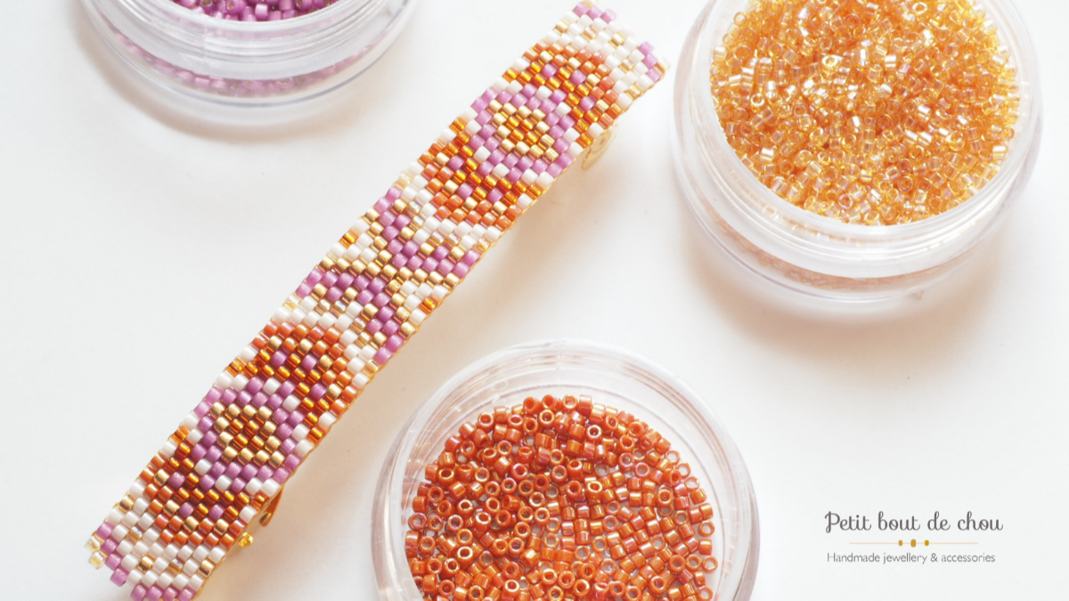 Schéma Barrette à cheveux avec tissage peyote en perles Miyuki