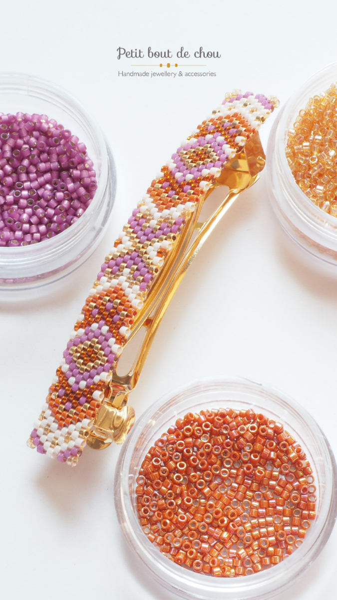 Schéma Barrette à cheveux avec tissage peyote en perles Miyuki