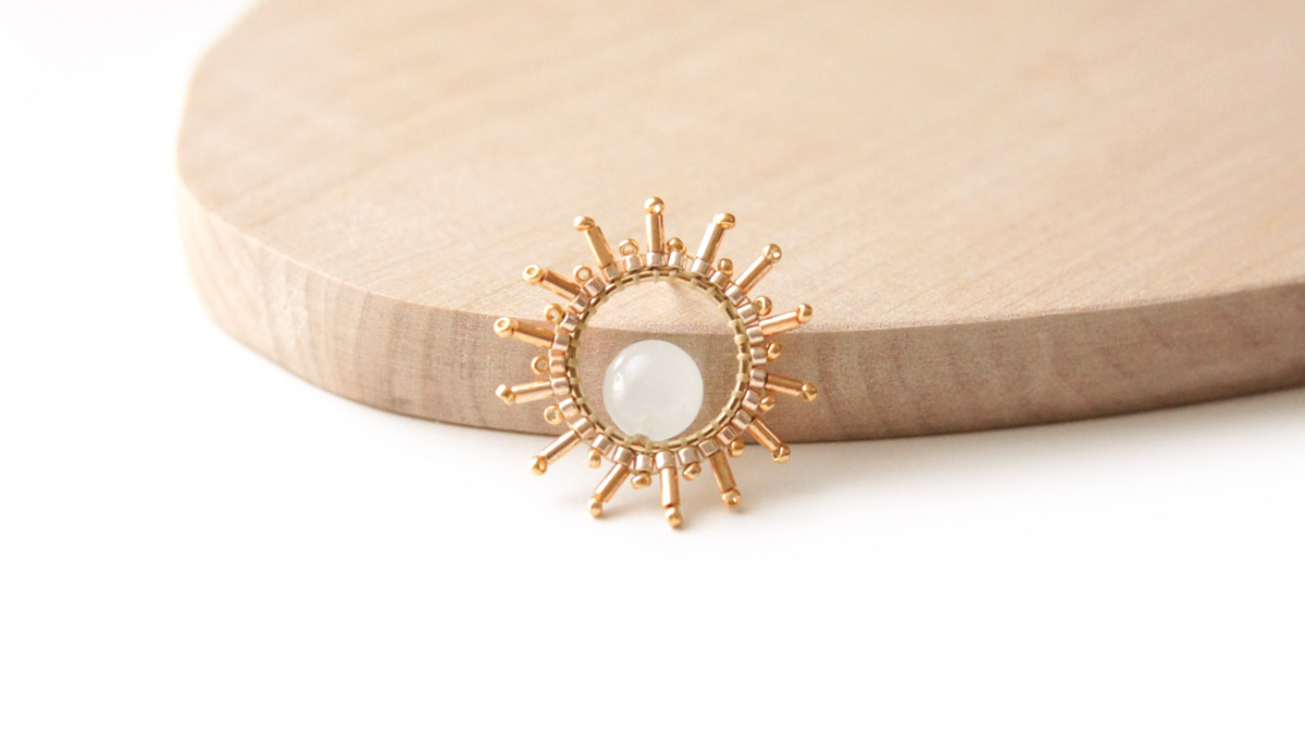 Schéma Boucles d'oreilles Tissage Brick stitch Miyuki Soleil et pierre de lune