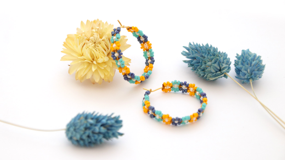 Schéma Créoles mini fleurs en perles de rocailles Miyuki