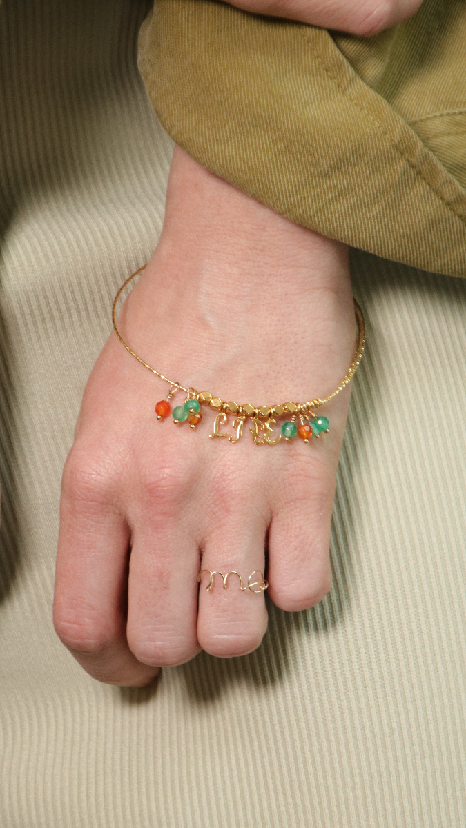 Schéma Bracelet Jonc semainier diamanté doré à l'or fin breloques alphabet