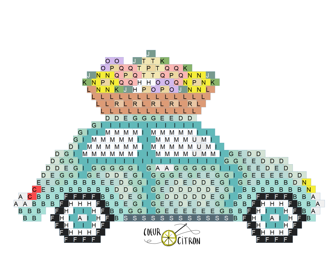 Schéma Voiture coccinelle et panier de fleurs en tissage de perles Miyuki Délicas 11/0 par Coeur Citron