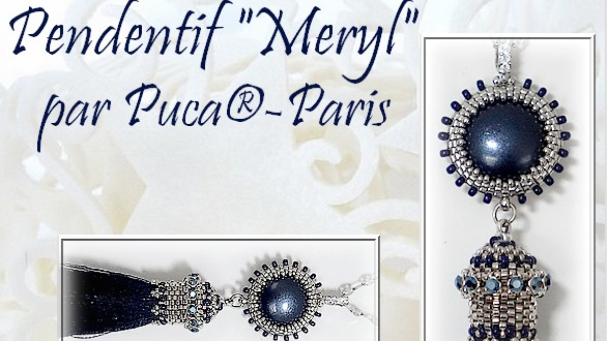 Pendentif Meryl en perles en verre et cabochon par Puca