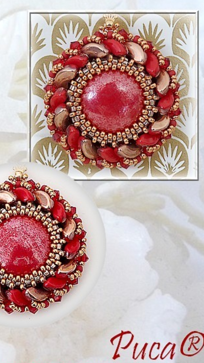 Schéma Pendentif Sun en perles en verre Arcos et cabochon par Puca