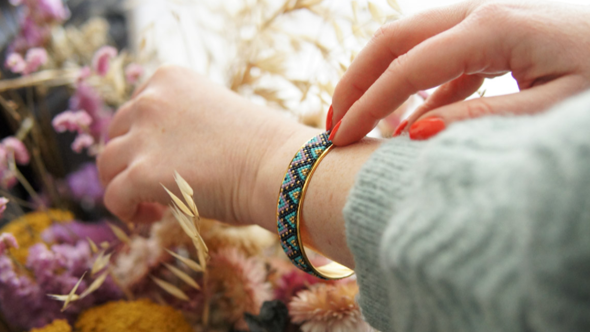 Bracelet Jonc en tissage de perles Miyuki technique Peyote Pair