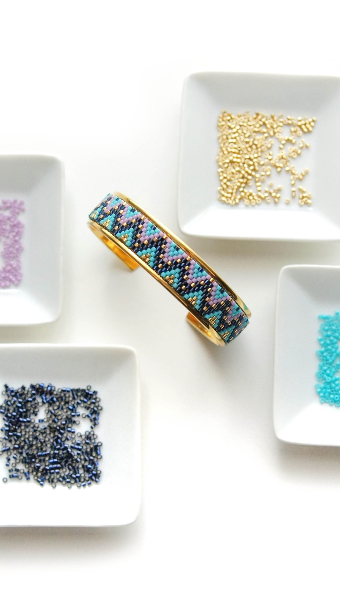 Schéma Bracelet Jonc en tissage de perles Miyuki technique Peyote Pair