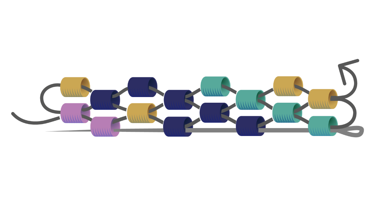 Bracelet Jonc en tissage de perles Miyuki technique Peyote Pair : Etape 5