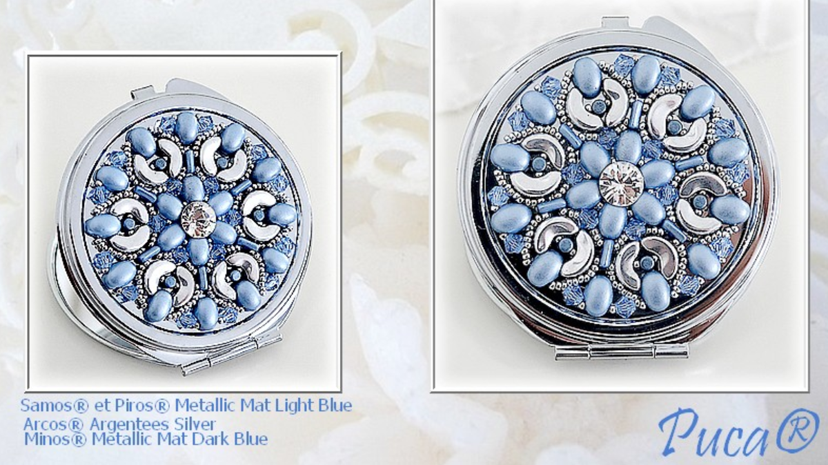 Miroir de poche Garance en perles en verres Light Blue par Puca