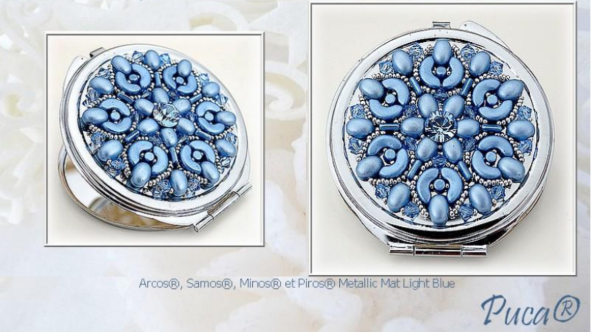 Schéma Miroir de poche Garance en perles en verres Light Blue par Puca