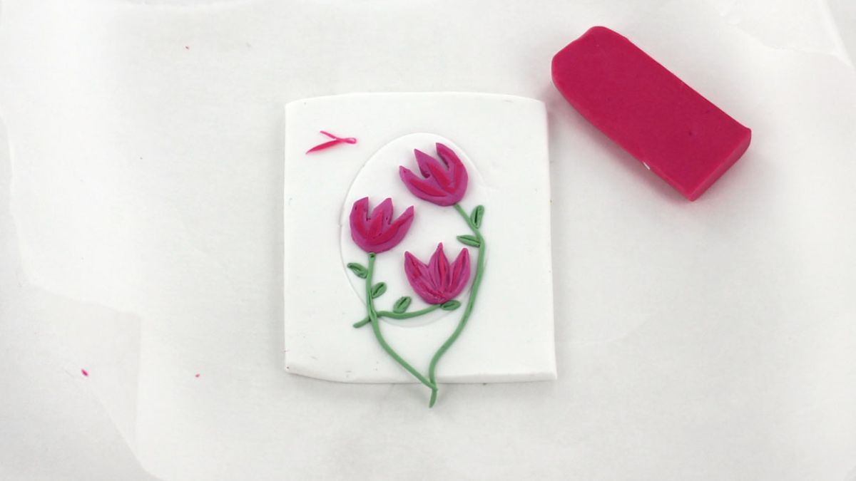 Pendentif floral en pâte polymère en relief : Etape 4
