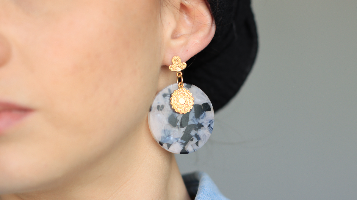 Schéma Grandes boucles d'oreilles rondes imitation écailles de tortue