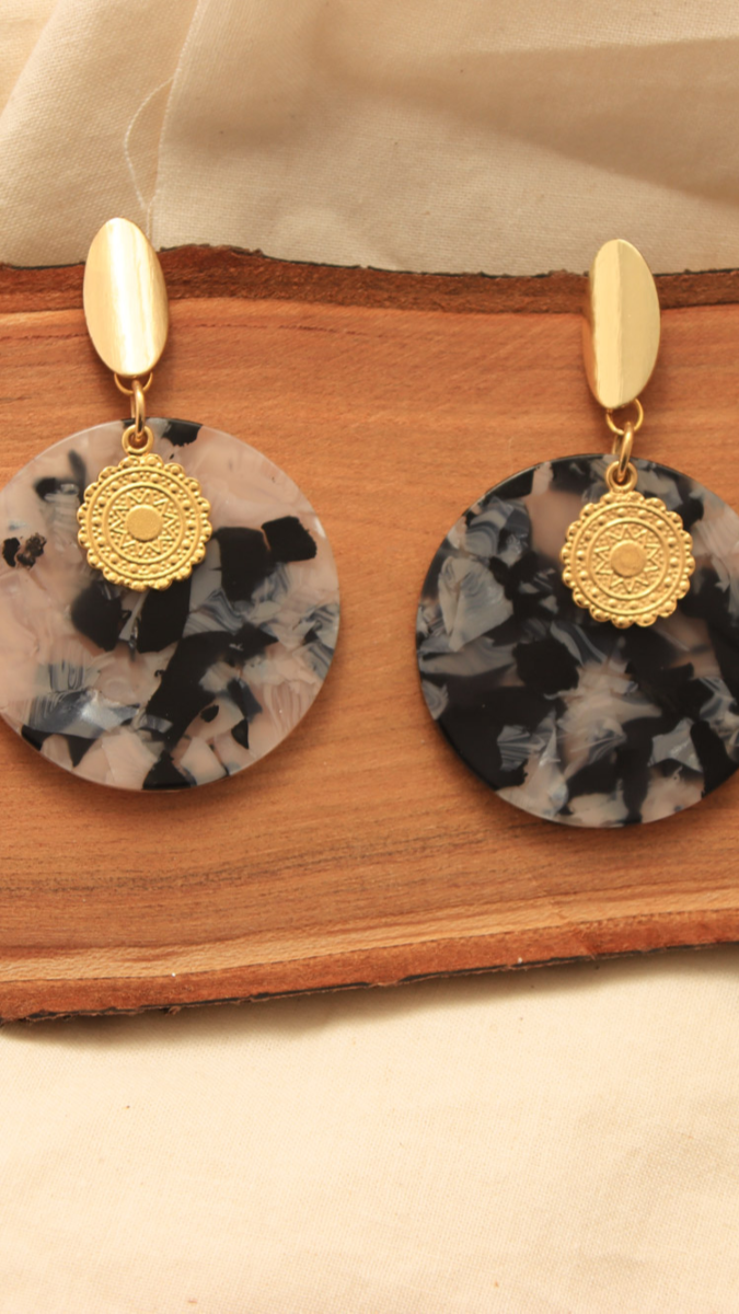 Schéma Grandes boucles d'oreilles rondes imitation écailles de tortue