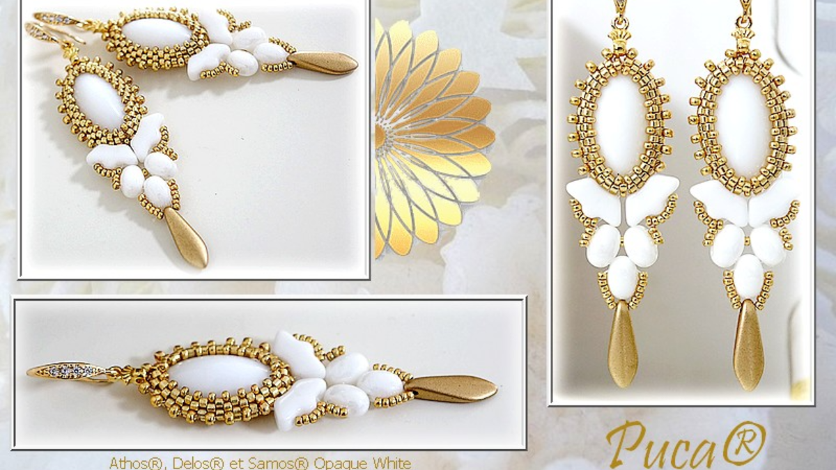 Boucles d'oreilles pendantes Lolita avec perle en verre Athos par Puca