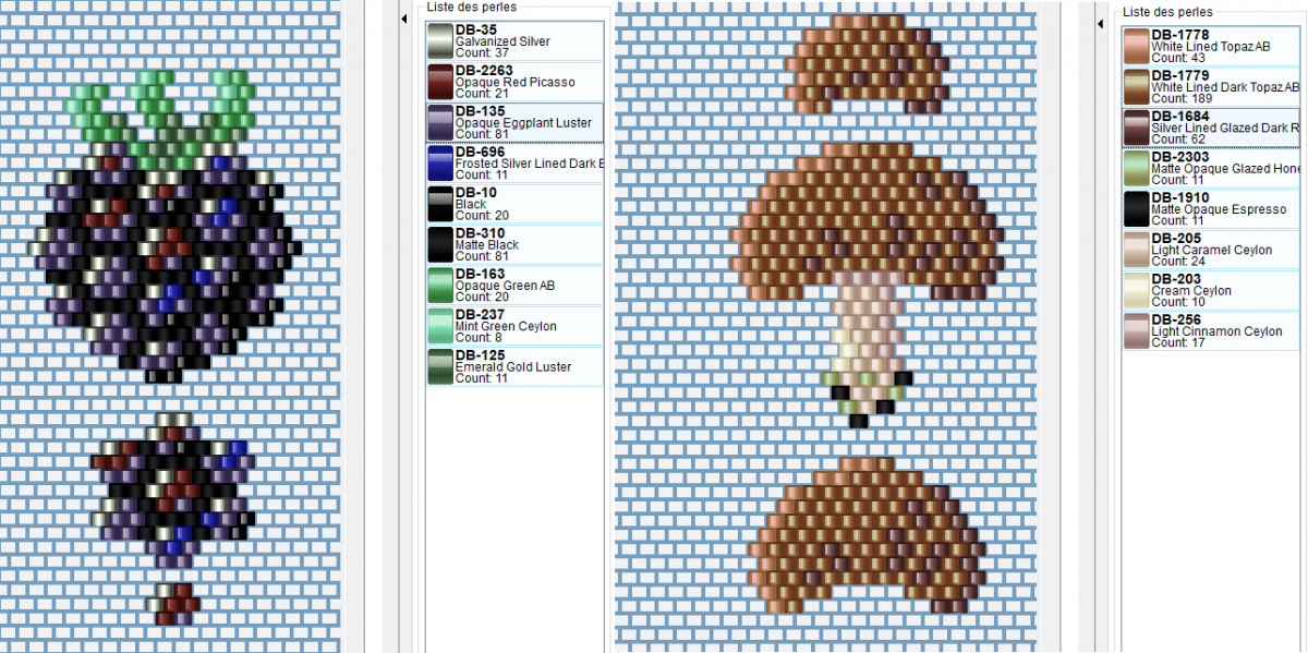 Schéma DIY aimant mûre et champignon en relief en tissage de perles Miyuki 11/0
