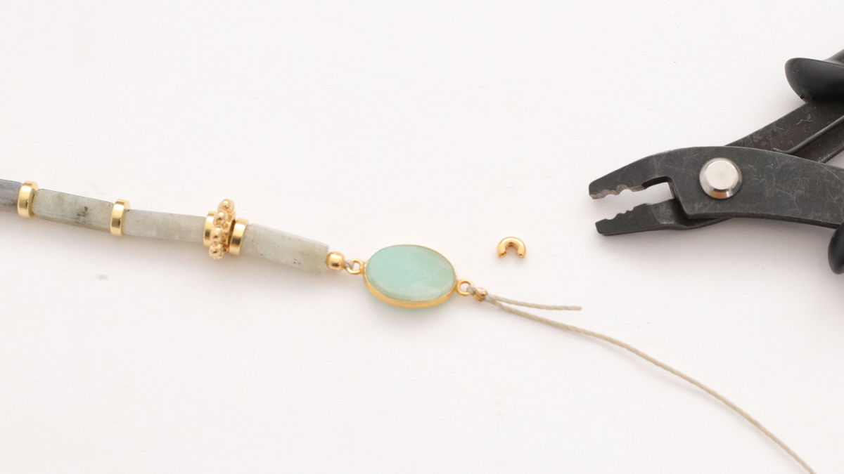 Tutoriel bracelets réglables avec perles en labradorite et turquoise africaine : Etape 7