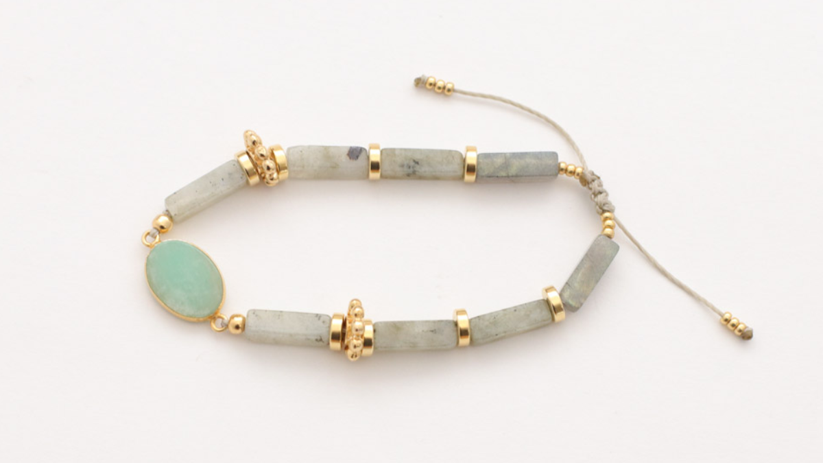 Tutoriel bracelets réglables avec perles en labradorite et turquoise africaine : Etape 8