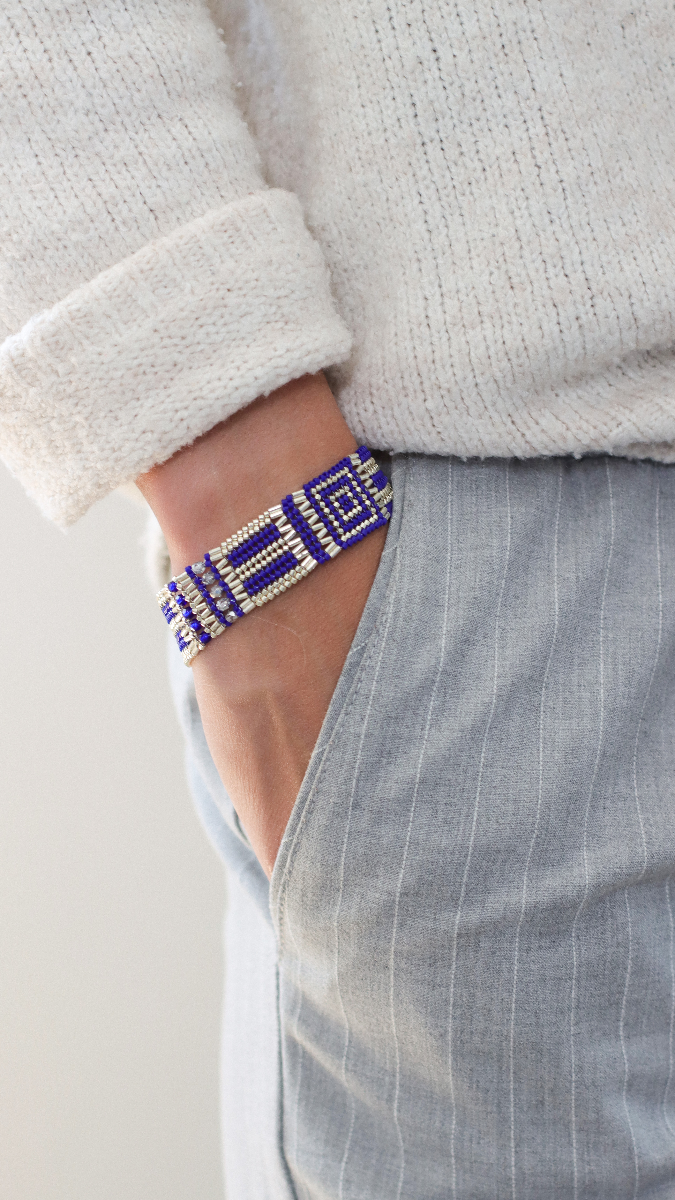 Schéma DIY Bracelet en tissage herringbone et brickstitch de perles bugles et Delica Miyuki 11/0