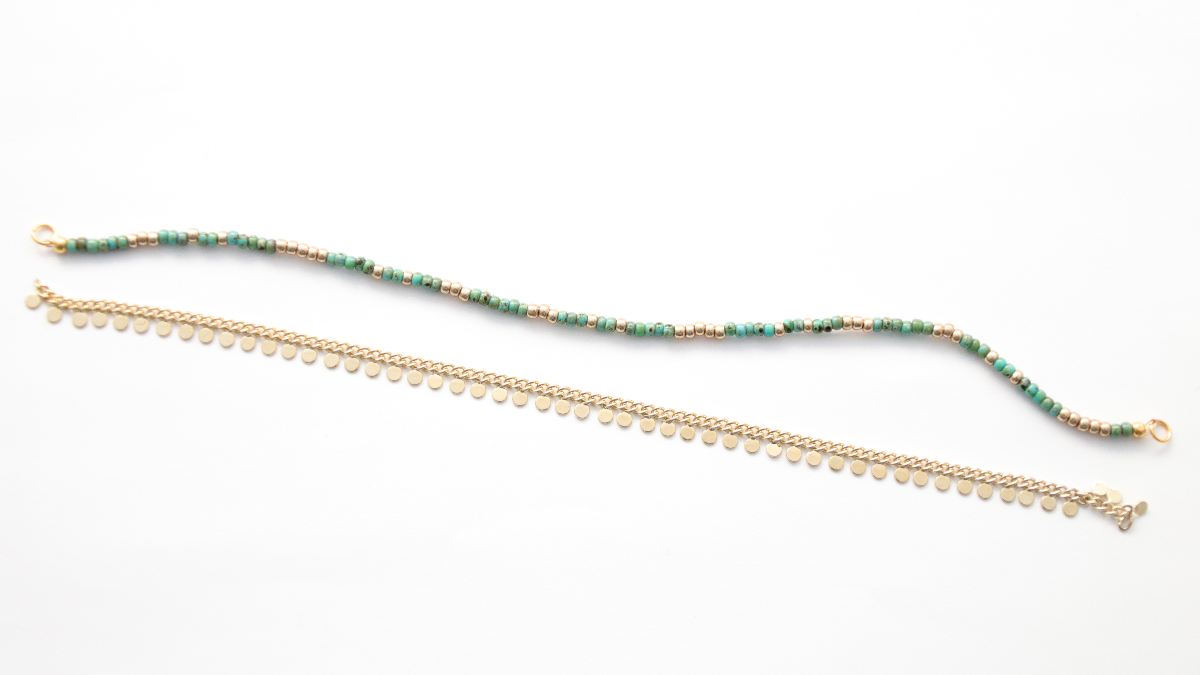 Bracelet Chevillère multirangs chaîne fantaisie et perles Miyuki : Etape 3