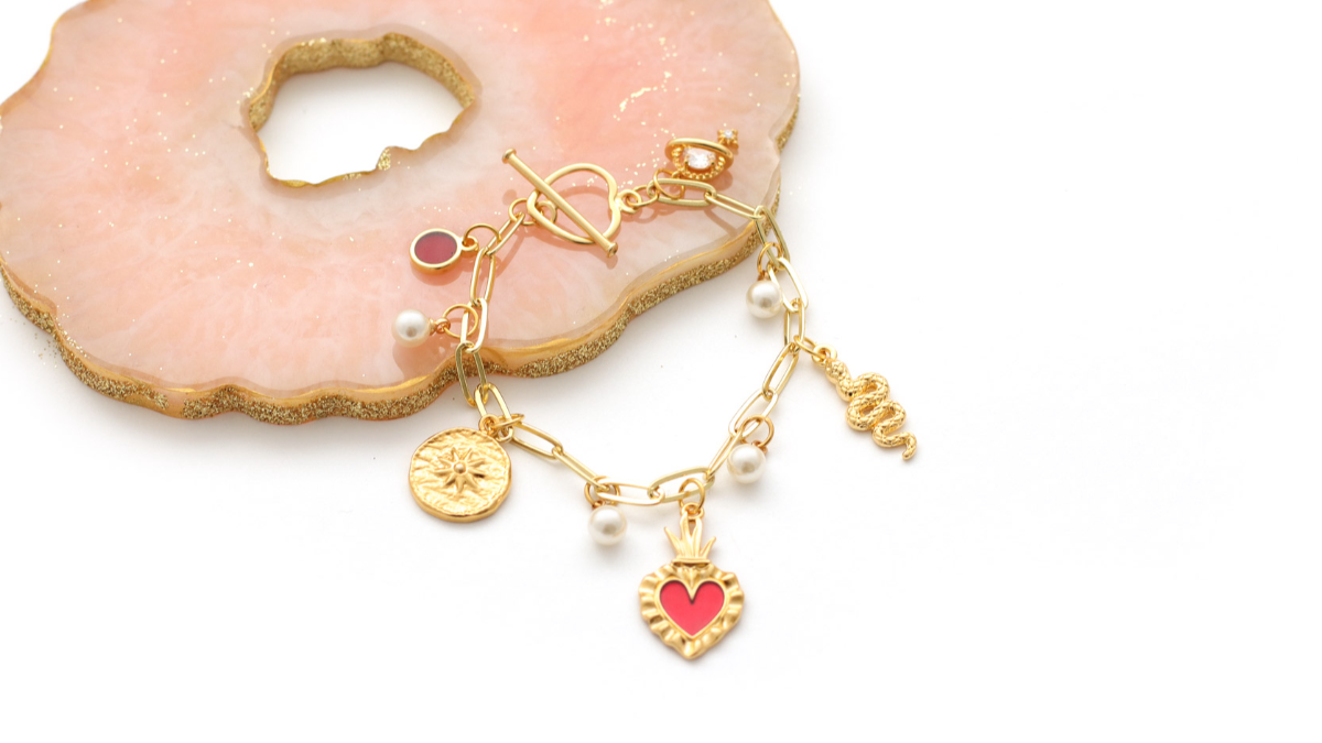 DIY Bijou Bracelet inspiration Ex-voto Coeur Mexicain et breloques gri-gri