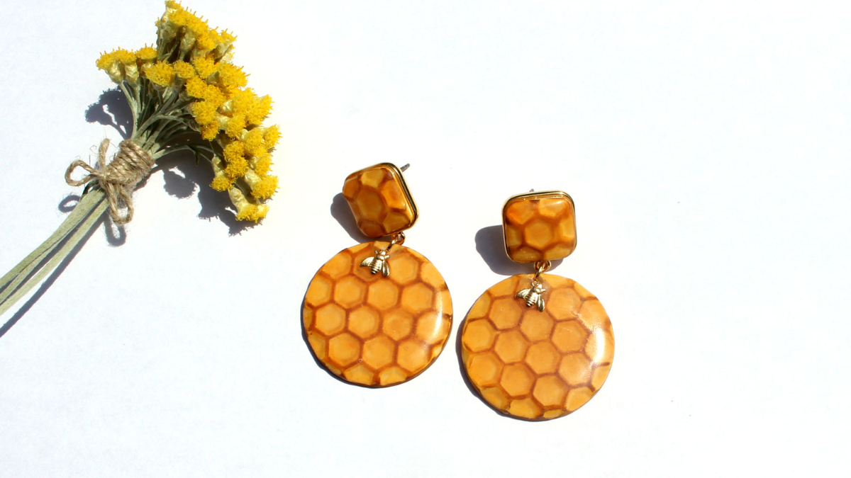 Schéma Boucles d'oreilles nid d'abeilles avec de la Fimo liquide