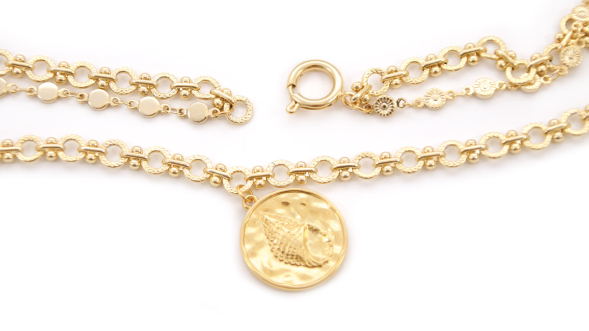 Tuto Collier Multirangs avec perles de rocailles rayées bleues et chaînes fantaisie : Etape 3