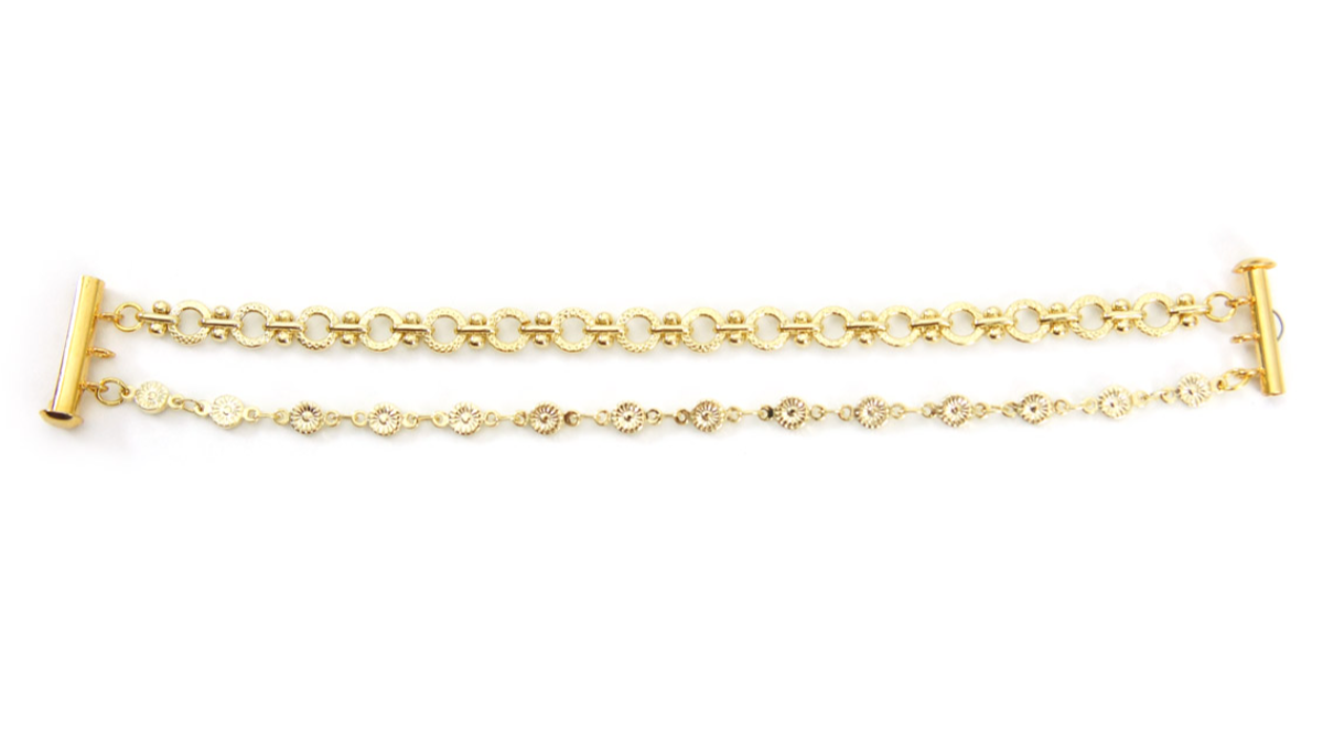 Tuto Collier Multirangs avec perles de rocailles rayées bleues et chaînes fantaisie : Etape 8