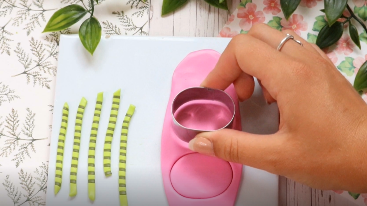 Boucles d'oreilles fruits motif pastèque en pâte polymère : Etape 8