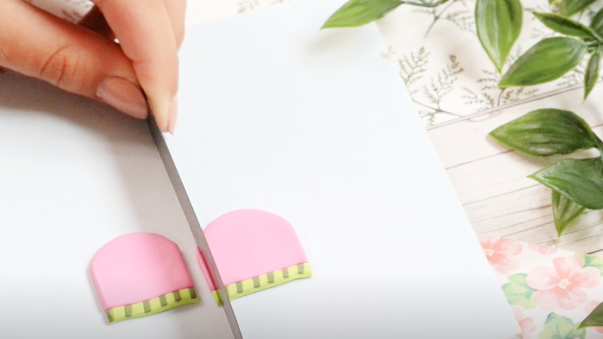 Boucles d'oreilles fruits motif pastèque en pâte polymère : Etape 11