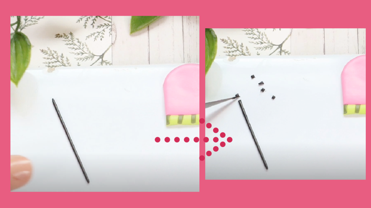 Boucles d'oreilles fruits motif pastèque en pâte polymère : Etape 12