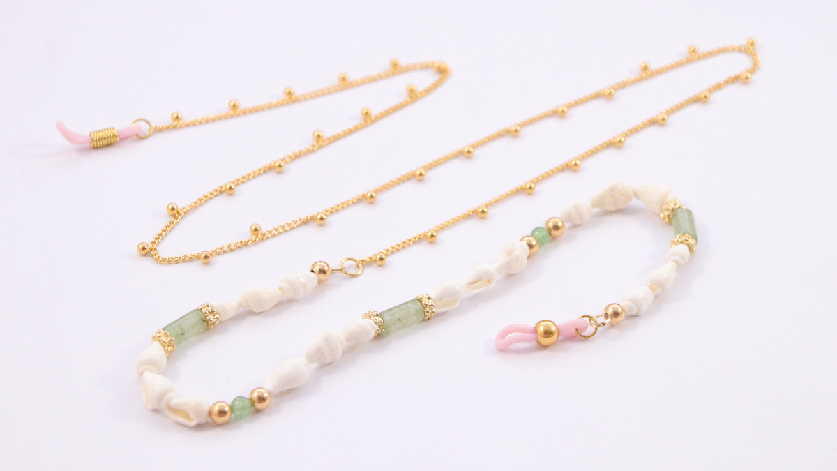 DIY Chaine de lunettes coquillage et perles en Aventurine : Etape 6