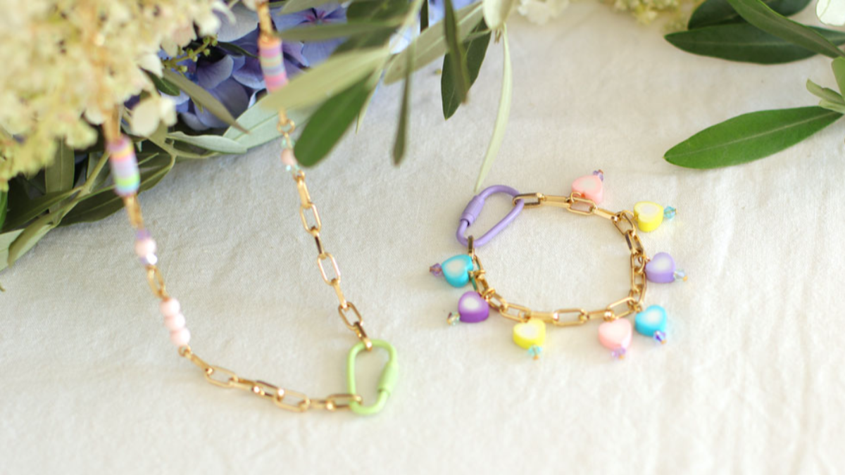 Schéma Bracelet et Collier kawaii avec fermoirs mousquetons pastel