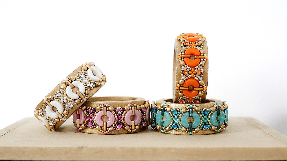 Schéma DIY Rond de serviette en bambou avec perles en verre Arcos et Piros par Puca