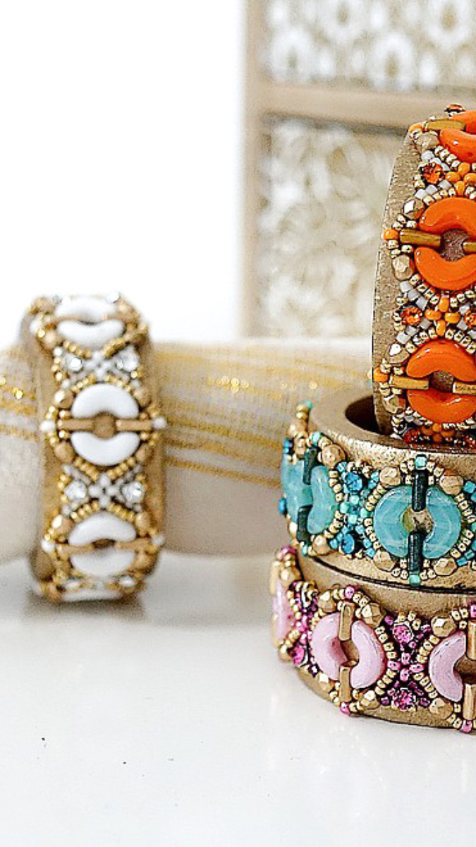 Schéma DIY Rond de serviette en bambou avec perles en verre Arcos et Piros par Puca