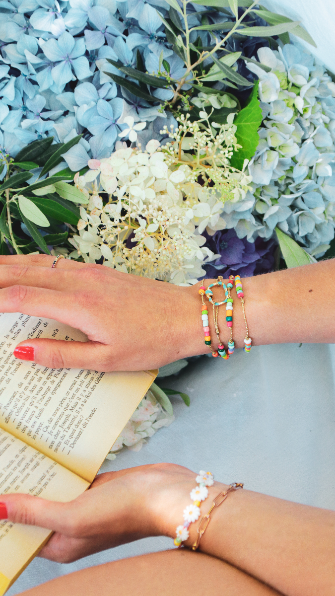 Schéma DIY Bracelet 3 en 1 avec perles de rocailles multicolores et fermoir à visser Schéma DIY Bracelet 3 en 1 avec perles de rocailles multicolores et fermoir à visser