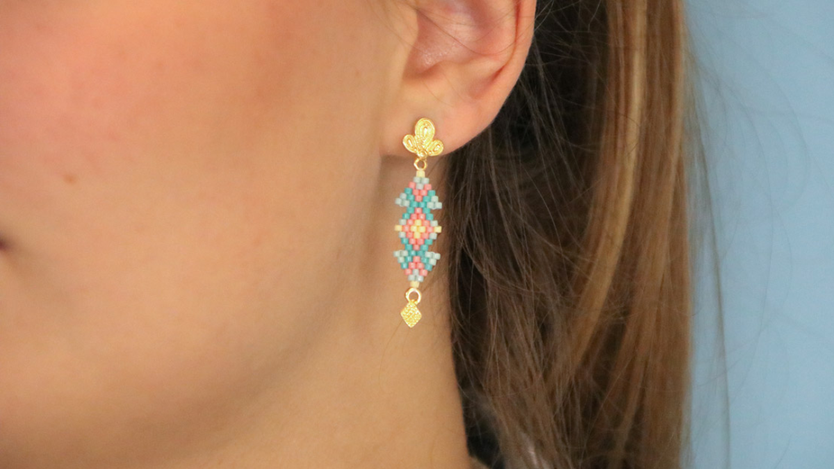 Schéma Grille de tissage Boucles d'oreilles Miyuki pastel en Brick Stitch