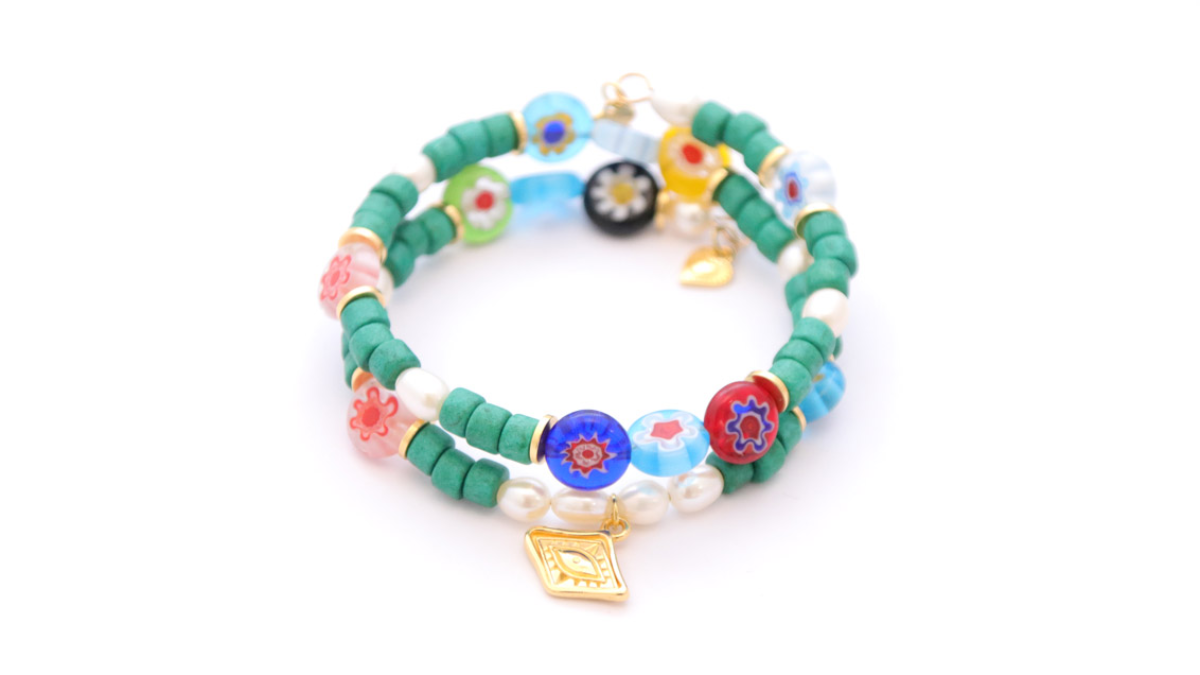 Bracelet Jonc Multirang perles Millefiori et heishi céramique : Etape 2